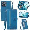 Fertuo Cover per Motorola Moto Edge 60 Neo, Custodia a Libro in Pelle PU Flip Case con Porta Carte, Chiusura Magnetica e Cinturino [Disegni di Fiori] Portafoglio Interno Silicone Antiurto, Blu