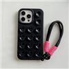 SSASMEU Custodia a ventosa in silicone liquido con cinturino da polso, per iPhone 15, 14, 11, 12, 13, 16 Pro Max Plus, tinta unita, nera, per iPhone 16ProMax