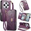 Fertuo Cover per Xiaomi Redmi 14C 4G / POCO C75, Fiori Custodia a Libro Portafoglio Antiurto in Pelle PU Flip Case Interna Silicone con Porta Carte, Supporto, Chiusura Magnetica e Cinturino, Viola