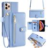 Arseaiy Custodia a portafoglio per Oppo A16/A16S/A54S Custodia telefono pieghevole con tracolla borsa magnetica tasca con cerniera in pelle PU antiurto con supporto guscio telefono blu