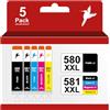 realink® - 5 cartucce sostitutive PGI-580/CLI-581 XXL, con chip e senza PB, compatibili con Canon Pixma TS705, TS6350, TS8350, TR8550, TS6150, TS8150, TS9150, TS8250