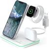 CANYON Caricatore Wireless 3 in 1 Base Ricarica iPhone Apple Watch Airpods Stazione Ricarica Apple compatibile con Dispositivi Qi Adattatore 18W, Controllo Touch con Retroilluminazione Bianca