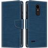 Shantime Custodia in Pelle PU a Righe Compatibile con LG K4 2017, Cover Portafoglio con Chiusura Magnetica, Scomparti Carte e Funzione Stand (Blu)