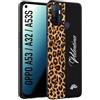 CUSTOMIZZA - Custodia cover nera morbida in tpu compatibile per Oppo A53 - A32 - A53S custom nome scritta leopardato maculato donna marrone leopard