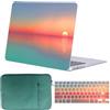 FFBOFFC Cover per MacBook Air 13 Pollici 2020 2019 2018 Modello A2337 A2179 A1932 M1 Chip Touch ID, Plastica Custodia Rigida Protettiva & Copritastiera & Borsa, Tramonto rosso