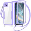 FERLAN Cover per Oppo Reno4 Z 5G/Oppo A92S con Cordino, 360 Gradi Antiurto Custodia con Protezione Schermo Integrata Trasparente Rugged TPU Bumper Doppia Protettiva Cover per Oppo Reno4 Z 5G/Oppo A92S -Viola