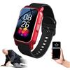 DEaThsalL Smartwatch Orologio per anziani con rilevamento cadute Orologio Anticaduta Rilevamento Cadute Localizzazione GPS Notifica Di Caduta per Smartphone Red