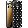 CUSTOMIZZA - Custodia cover nera morbida in tpu compatibile per Oppo A15 cuori pois bianchi donna pin up vintage