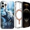 Mixroom - Cover Custodia Per iPhone 11 Pro Max Con Cerchio Magnetico Compatibile con l'Alimentatore MagSafe Fantasia LUPO SOTTO LA PIOGGA 570