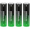 Generico 4 Pcs 9900mAh Ni-MH Batteria Ricaricabile, NIMH Button Top Batterie, Bottone Alto Alta Capacità Pile Ricaricabili per LED Lampada Frontale, Luci Solari, Auto RC, etc, 0,7inch*2.63inch