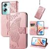 JIUNINE Cover per OPPO A79 5G / OnePlus Nord N30 SE 5G, Custodia Interno TPU Antiurto Portafoglio con Disegni di Farfalla [Carta Fessura] [Supporto Stand] Cover Libro in PU Pelle, Oro rosa