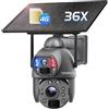 SHIWOJIA Telecamera di sorveglianza con zoom 36X 4G, 6MP 360° PTZ Solar Outdoor Camera con doppio obiettivo, visione notturna 150 m, doppio PIR Smart Detection, audio bidirezionale, alloggiamento in