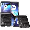 COQUE Custodia per telefono Motorola Razr 40 Ultra Cover,Custodia ultrasottile in vera pelle in vero coccodrillo-Nero