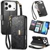 Fertuo Cover per iPhone 17 Pro Max, Fiori Custodia a Libro Portafoglio Antiurto in Pelle PU Flip Case Interna Silicone con Porta Carte, Supporto, Chiusura Magnetica e Cinturino, Nero