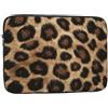Myfsucce Custodia per computer portatile con texture leopardata in pelliccia antiurto da 17 pollici, custodia in tessuto Oxford con imbottitura in schiuma, custodia protettiva leggera per notebook, scuola e