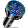 UYUXIO Caricabatterie per auto USB C super veloce 6 in 1 con display di tensione 250 W multi porta accendisigari ricarica USB per iPhone 16 15 14 13 12 11 Samsung Galaxy Huawei Oneplus Oppo Vivo