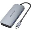 Hikvision HIK STORAGE USB-C HUB DS801 8in1 porte: 1x HDMI 4K - 1x VGA - 3x USB-A 3.0-1x USB-C - 1x SD - 1x microSD