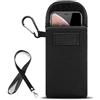Jlyifan Custodia in neoprene per cellulare con cordino per iPhone 16 15 Plus 15 14 13 12 11 Pro Max Samsung Galaxy S25 Ultra A16 A15 A25 A05s A35 A06 A26 A36 Google Pixel 8 Pro (nero)