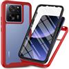 RonRun Cover Xiaomi 13T/ Xiaomi 13T Pro, Antiurto 360 Gradi Full Case con Protezione per Schermo Incorporata, Trasparente Rugged TPU Bumper Doppia Protettiva Case rosso