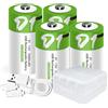 Lankoo 4 batterie D USB Type-C D agli ioni di litio ricaricabili, ad alta capacità, 1,5 V, 8000 mAh, 12000 mWh, batteria al litio ricaricabile, 3 ore di ricarica rapida, con cavo di ricarica