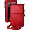 moex Custodia a tracolla per Honor Magic V5, piccola borsetta con scomparto per cellulare e finestra, 2 scomparti extra in pelle PU, borsa a tracolla da donna, colore: rosso