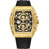 NAVIFORCE Orologio cronografo impermeabile sportivo rettangolare da uomo, con data automatica, orologi da polso al quarzo per donna, cinturino in silicone colorato, Oro, Cinturino