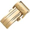 ROUHO Orologio Chiusura Deployante 20mm Pelle Cinturino Orologio Acciaio Inox Pieghevole Orologio Fibbia per Breitling Aviation Chronograph Challenger-Oro