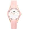 Daniel Wellington Iconico orologio analogico da donna con quadrante rotondo bianco e cinturino in gomma rosa resistente all'acqua - DW00100532