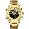 NAVIFORCE Orologio da uomo a doppio display digitale al quarzo orologi multifunzione in acciaio inossidabile orologio da polso, Oro e oro.