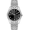 FREDDY Orologio da Polso Donna Joy, Joy Orologio da Donna Cinturino in Acciaio, Cassa Tonda 30 mm - Silver Nero Gemme