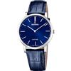 Festina SWISS MADE Orologio Uomo Analogico Pelle Blu - Quarzo - Vetro Zaffiro Resistente - Impermeabile 5 ATM Elegante - F20012/3 Classic Leather