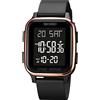 SKMEI Orologio sportivo digitale da uomo, ultra sottile, impermeabile, con cronometro, conto alla rovescia, timer, funzione sveglia, doppio fuso orario, retroilluminazione a LED, 1858-Oro rosa
