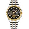 FORSINING Orologio da uomo di lusso diamante grande quadrante analogico al quarzo orologio da polso cinturino in acciaio inox moda business orologi impermeabili per gli uomini, Nero , Bracciale