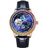 DAXIAOYU Orologio da uomo alla moda, quadrante con cielo stellato, meccanico a carica manuale, cinturino in pelle, casual, con fasi lunari, tourbillon, orologi automatici, Oro 1.