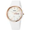 SKMEI Orologi per giovani donne da donna con cinturino in silicone grande quadrante grande impermeabile moda casual semplice quarzo analogico giorno data ragazze regalo bianco orologio da polso