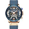 FANMIS Orologio da polso analogico al quarzo da uomo, lussuoso, con cronografo, impermeabile, cinturino in pelle, Rosa blu., 48 mm, Moda