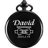 TREEWETO Orologio da tasca con incisione personalizzata regalo per Best Man Quarzo Fobwatch Sposo Regali per Matrimonio Testimoni di nozze, Nero