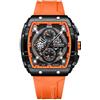 DAXIAOYU Orologi sportivi rettangolari alla moda con grande quadrante casual cinturino in silicone orologi da polso al quarzo per uomo cronografo automatico orologio luminoso stile steampunk