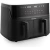 GreenPan Switch Airfryer Dual 9-in-1, 2 Cestelli (2x5L), Cestello Antiaderente, Riscaldamento Rapido, Multifunzionale, Spegnimento Automatico, Display LED, Manico Cool-Touch, Senza PFAS, Nero