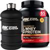 Optimum Nutrition Gold Standard 100% Whey Proteine in Polvere per Sviluppo e Recupero Muscolare con Glutammina Aminoacidi BCAA Naturali Gusto Doppio Cioccolato 65 Dosi 2,02Kg + BORRACCIA GRANDE