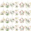 Touosy 24 Pezzi Coniglietto Decorativo da Appendere Decorazioni Pasquali in Legno, Decorazione in Legno, con Foro Ciondoli Albero Pasqua Decorazioni Sospese per Soggiorno Camera da Letto (Verde)