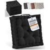 Beautissu Set di 4 cuscini da pavimento 100% cotone con maniglia spesso | 40x40cm materasso 8cm nero cuscino per sedia con interno esterno seduta Mila