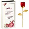 Maverton Rosa Stabilizzata Eterna in Vetro in Scatola Personalizzata - Rose stabilizzate di Cristallo - Soprammobili moderni - Rosso - Oro - Idea Regalo Donna - auguri