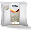 BEFA NATUR Cuscino in piuma 50 x 50 cm (2 pezzi), cuscino a 3 camere, 90% piumino e 10% cuscino in piuma, peso 550 g, per chi soffre di allergie (NOMITE), benessere degli animali (DOWNPASS), classe