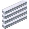 A2ZWORLD 8 Metri di Profilato Alluminio Per Striscia Led, Completo Di Copertura Tappi e Gancio, 4 Kit da 2 Metri Alta Profonda Interno 12.5mm (17,4X12,1mm)