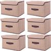 NCRGB Scatole Portaoggetti in Tessuto,Scatole Portaoggetti Scatole per Armadio con Coperchio Set,Pieghevole,Contenitore per Armadio,Vestiti,Armadi (36×23×24cm/6pack, Beige Giallo)