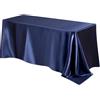 Chickwin Tovaglia Rettangolare in Raso, Tovaglia Elegante Copri Tavolo da Intern, Lavabile in lavatrice per Matrimoni, Feste, Banchetti, Celebrazioni di Vacanze (Blu navy,152 x 305 cm)