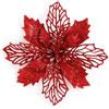 GL-Turelifes - Confezione da 12 Fiori di Stella di Natale Artificiali Glitterati, Ghirlanda di Natale per Albero di Natale, Diametro 16 cm,Rossa