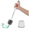 Inbagno Scopino Bagno Per WC Con Erogatore Di Liquido Igienizzante In Plastica Bianca Solida E Resistente Con Setole In Silicone Antiaderente Completo Di Contenitore