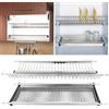 parpyon® Scolapiatti in Acciaio Inox 18/10 con Vaschetta Raccogli Gocce, colapiatti da incasso per pensile cucina VARIE MISURE Fissaggio a molle regolabile (86 CM)